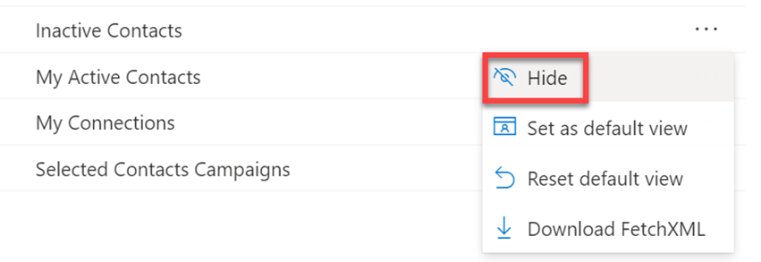 How to hide System Views on entities: step 2 screenshot